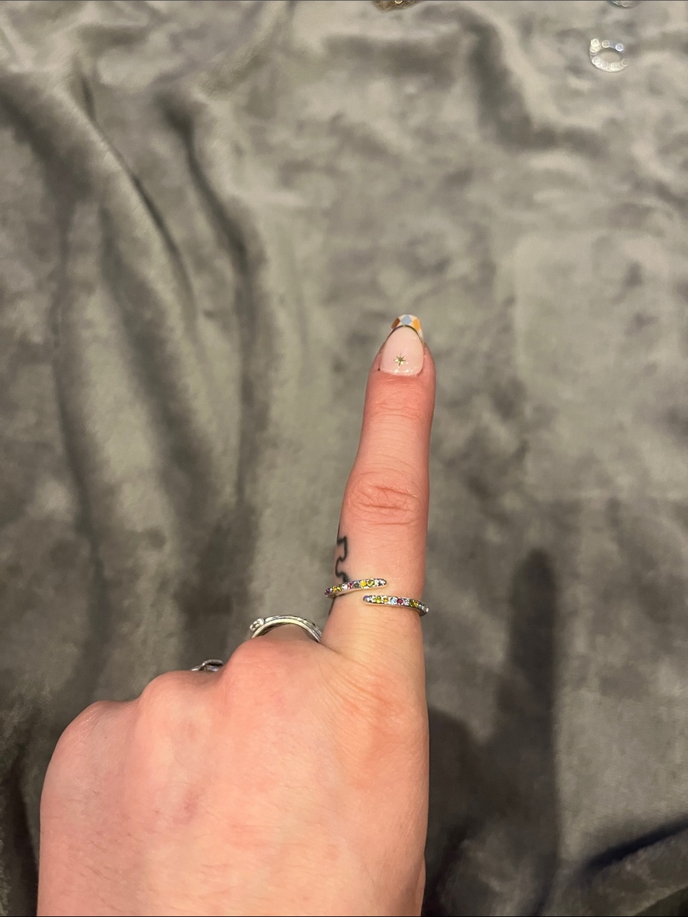 Delicate Multicolor CZ Spiral Wrap Ring - Women Jewelry